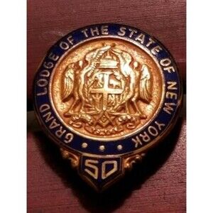 Vintage Masonic Grand Lodge Of The State Of New York 50 Year Lapel Pin 1/20 10k